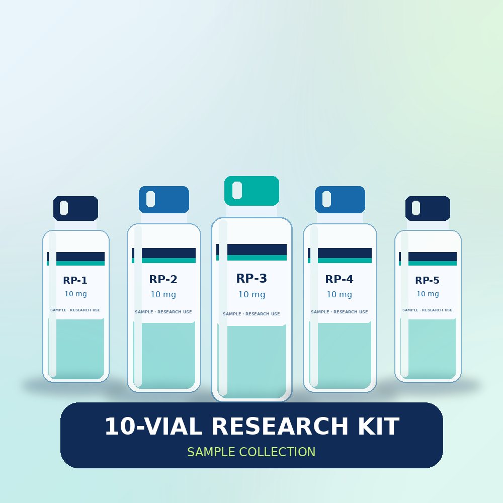 Illustration of a ten-vial research kit